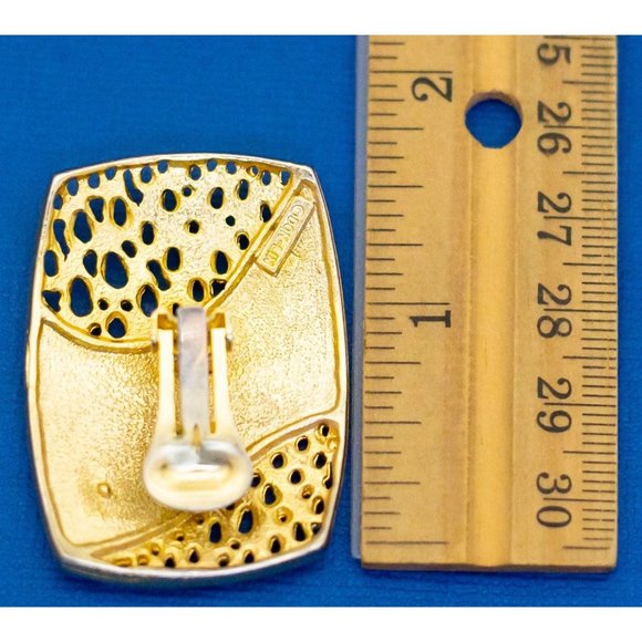 Vintage Abstract Geometric Clip On Earrings By Don-Lin - D3 - Picture 2 of 2